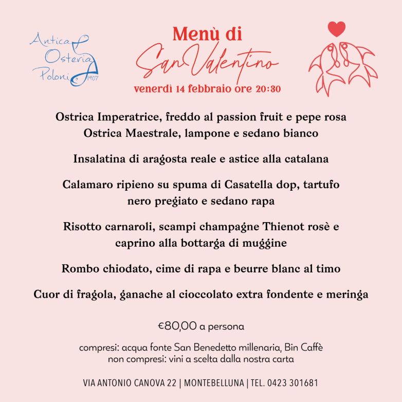 Men&ugrave; di San Valentino 2025